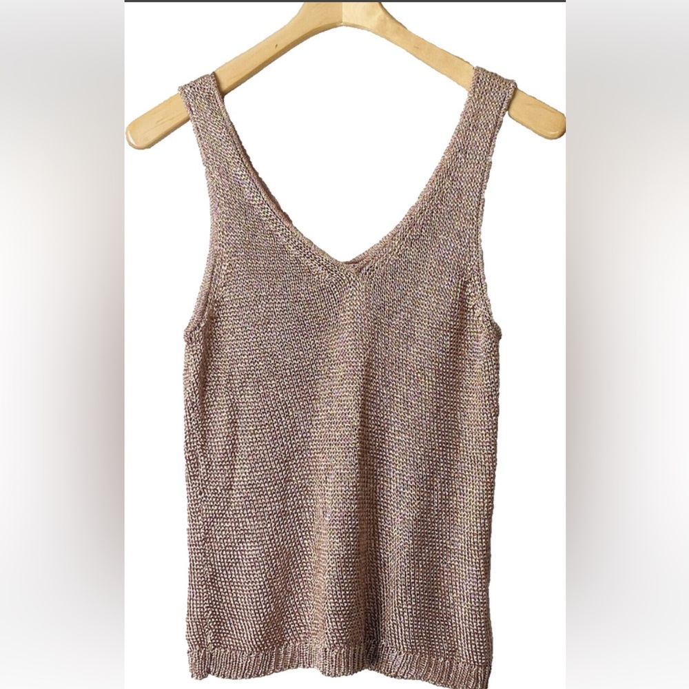 🎀Bar III Women's Metallic Pink Knit Tank Top🎀
